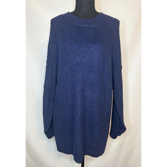American Eagle Navy Oversized Open Knit Long Sleeve Sweater Women's MEDIUM NWT - Picture 2 of 13